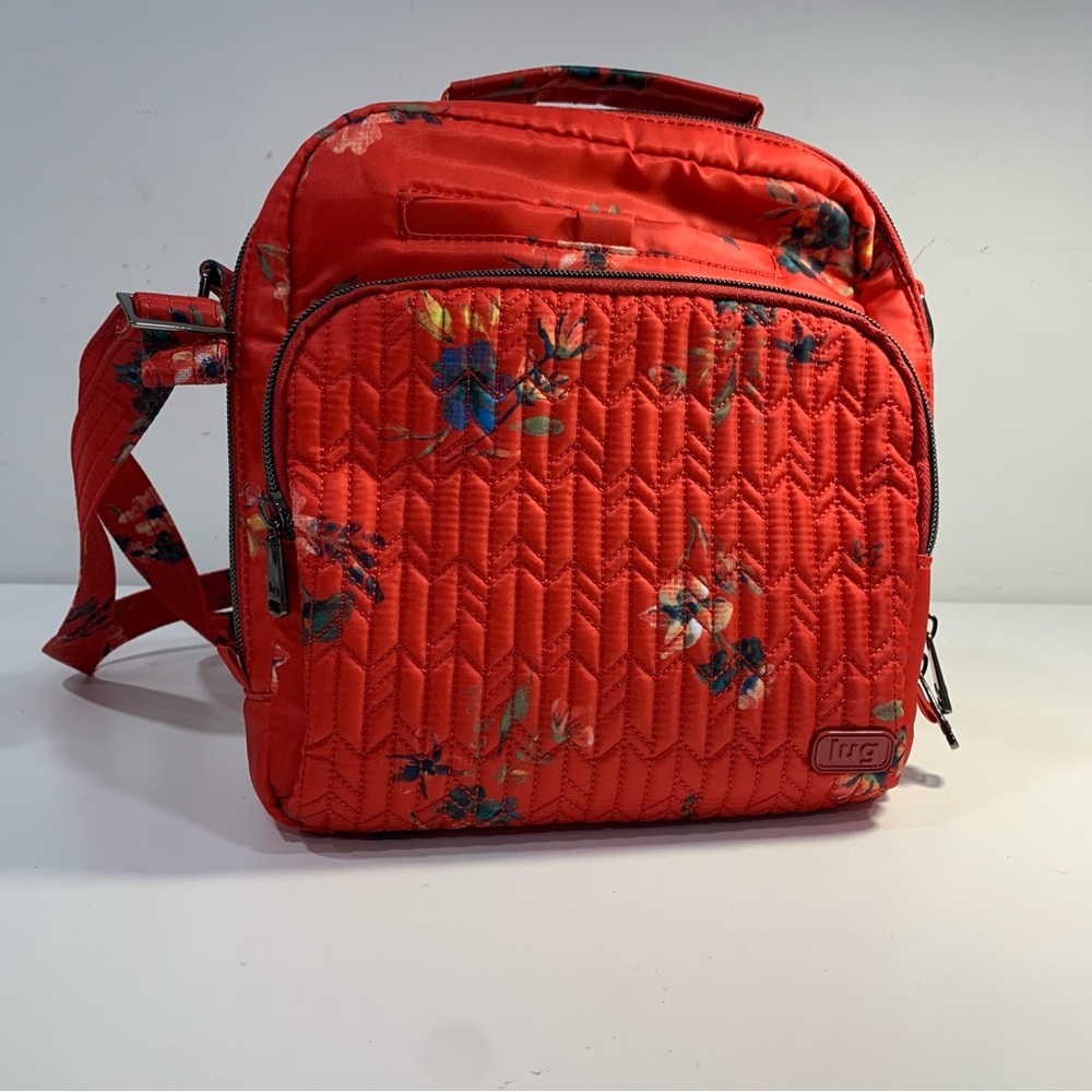 Lug Ranger Crossbody Purse Adjustable Strap Multi Pockets Quilted Bouquet Red - Picture 3 of 16